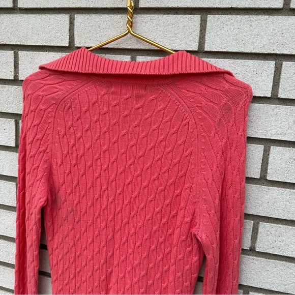 J. McLaughlin Coral Pink Cable Knit Polo Collar Sweater
Preppy Fisherman - Picture 7 of 9